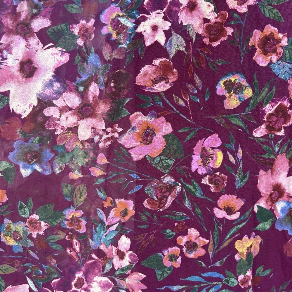 Aura Maxi Dress Colorful Floral XS V-Neck Empire Waist Balloon Sleeve Prairie - Picture 11 of 13